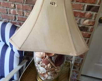 #67	Glass Shell Filled Lamp w/shade - 27" Tall	 $25.00 
