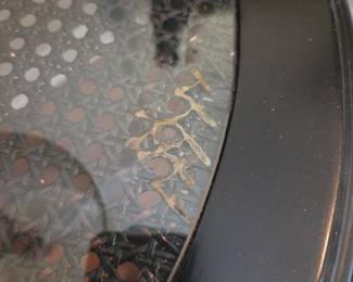 #3	Black Round Side Table w/Cane Center and Beveled  Glass Protect - 25x30 	 $75.00 
