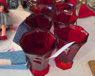 #124	Ruby Red Iced Tea set of 8 Octagonal Shape	 $50.00 
