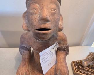 #109	Vintage Aztec Terracotta Clay Statue - Primitive Folk Art Mexican	 $30.00 
