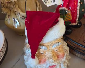 #119	Vtg. Crackled Santa Claus Container Bucket w/handle	 $35.00 
