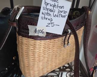 #106	Classic Brighton Straw Purse w/leather strap	 $25.00 
