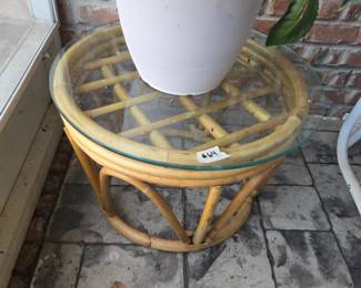 #64	Bamboo Base w/glass Round Top End Table - 20x14	 $20.00 

