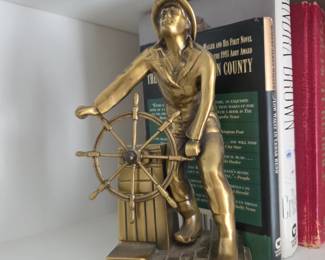 #33	Antique Jennings Brothers Nautical Maritime Sea Ship Wheel Art Statue Bookend 8" - Solid Brass	 $125.00 
