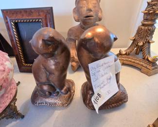 #108	Vintage Egyptian Sphinx Golden Cat Statue Bookends	 $30.00 
