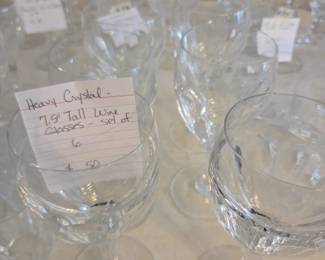 #82	Heavy Crystal 7.5" Tall wine Glasses - Set of 6	 $50.00 
