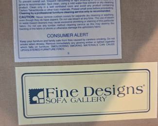 #41	Fine Designs Sofa Gallery Cream Sofa w/loose back Cushions (has stains on underside of sofa cushions) - 87" Long with Decorative Pillows	 $150.00 
