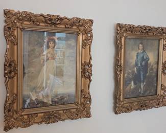 #47	Set of Blue Boy and Girl Gainsborough in ornate Gold Frame Colonial Art - 13x16 - sold as a pair	 $40.00 
