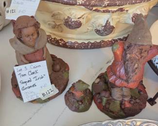 #122	Lot of 3 Cairn Tom Clark Signed "Irish" Gnomes - Miles, Priscilla and Little Be	 $40.00 
