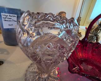 #111	Imperial Glass Crystal Zippered Sawtooth Edge Hobstar Footed Vase	 $20.00 
