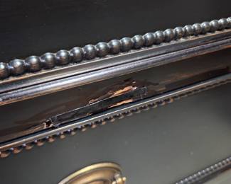 #158	Wood Black-Painted Chest of 3 drawers (as is finish and front)= 48x22x36	 $25.00 
