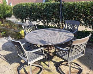 #50	Garden treasures Classic Metal Round Table w/4 Swivel Bouncy Chairs - 54" Diagonal	 $150.00 
