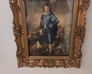 #47	Set of Blue Boy and Girl Gainsborough in ornate Gold Frame Colonial Art - 13x16 - sold as a pair	 $40.00 
