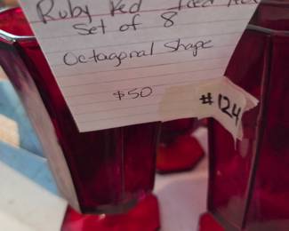 #124	Ruby Red Iced Tea set of 8 Octagonal Shape	 $50.00 
