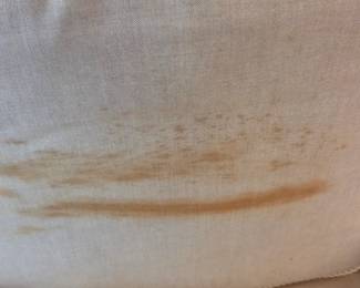 #41	Fine Designs Sofa Gallery Cream Sofa w/loose back Cushions (has stains on underside of sofa cushions) - 87" Long with Decorative Pillows	 $150.00 
