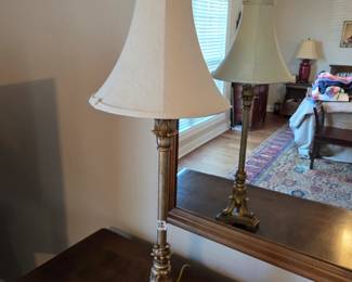 #22	Pair of Gold Painted Metal  Buffet Lamps - 32" Tall	 $60.00 
