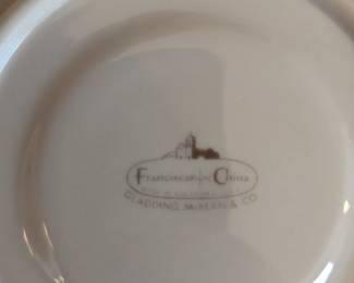 #74	Franciscan China "Claremont" 18pc Set (4 dinner plates)	 $50.00 
