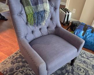 #29	Pier 1 - Blue Button Back Side Chair w/nail head trim 	 $75.00 
