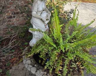 #53	Concrete Tall Fountain w/Lady and a Basket - You Move - 3 pieces - 52" Tall to top of Lady	 $75.00 
