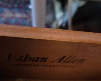 #19	Ethan Allen Bedside Table w/1 drawer & Shelf - (has glass protect top) - 22x17x27	 $60.00 
