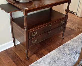 #43	Ethan Allen Buffet on Wheels w/2 drawers and Side Pull-outs - 40x20x35	 $175.00 
