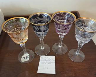 #85	Set of 4 Ebeling & Reuss Marchioness 6.25" Claret Wine Goblets Cut to Clear	 $75.00 
