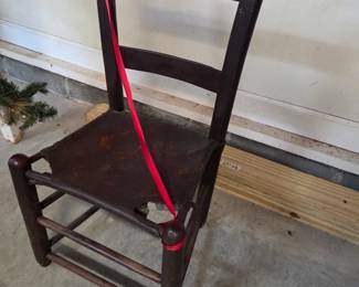 #151	Wooden Childs Chair w/leather seat	 $20.00 
