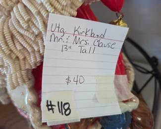 #118	Vtg. Kirkland Mr. & Mrs. Clause 13" Tall	 $40.00 
