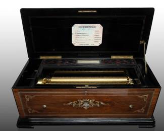 A Rare and Important Bremond Music Box with 19Inch Cylinder and Brass Tune Plaque