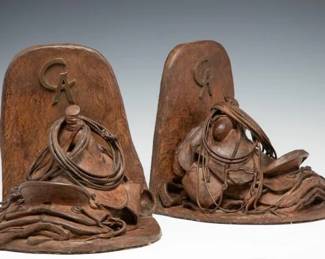 Bill Nebecker Cowboy Artist Bronze Bookends
