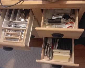 Stainless flatware and kitchen utensils 