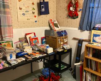 Office room, paper, stamps, art supplies