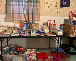 Christmas decor and office supplies.