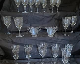 416 Thistle Design Crystal Stemware 
