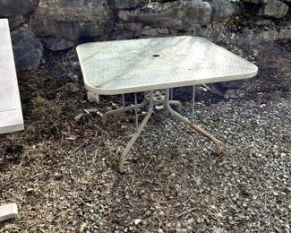 glass and metal picnic table