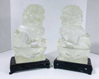 Antique Pair of Rock Crystal Foo Dogs