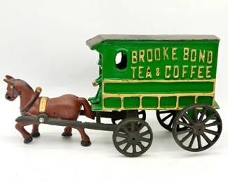 vintage Brooke Bond Tea & Coffee cast iron horse and wagon advertising toy