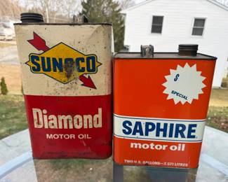Vintage Sunoco & Saphire Oil Cans
