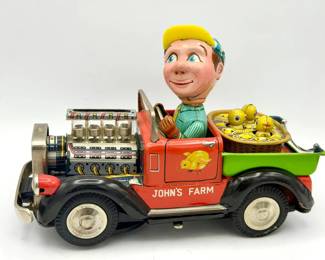 Johns Farm battery-operated tin litho toy truck