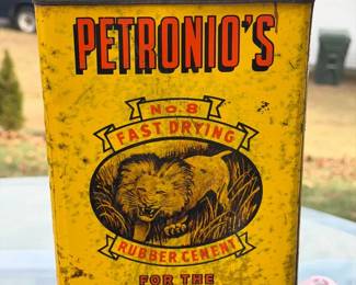 Vintage Petronio's No. 8 Fast Drying Rubber Cement Can