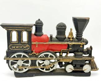 vintage cast iron steam engine locomotive doorstop