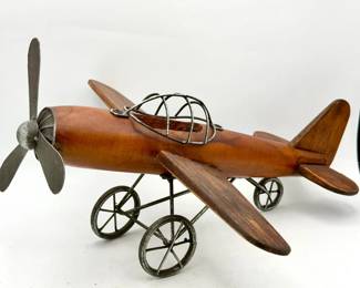LITTON LANE 92651 Vintage Plane Wood and Metal Decor
