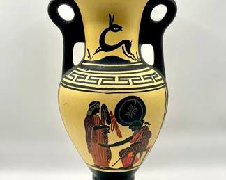 Hand Painted Grecian Double-Handled Amphora Vase