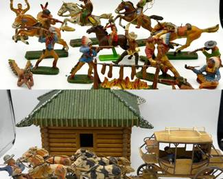 Antique Cowboy & Indians Figurines