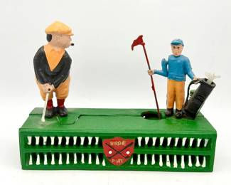 vintage "Birdie Putt" cast iron mechanical coin bank