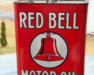 vintage 2 Gallon Red Bell Motor Oil can
