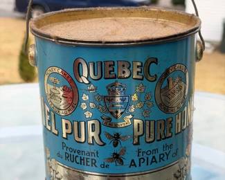 vintage 2-pound net Quebec Pure Honey tin
