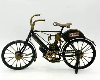 vintage-style metal Harley-Davidson motorcycle figurine