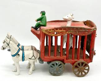 Vintage Cast Iron Overland Circus wagon toy