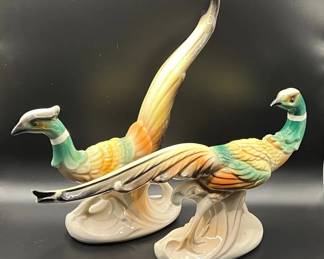 (2) Royal Copley Ceramic Ring-Neck Pheasant Figurines